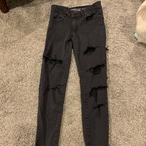 American eagle outfitters black ripped jeans